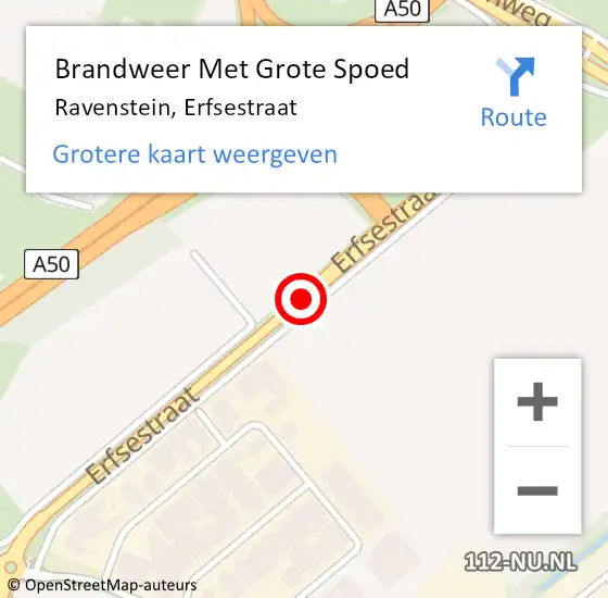 Locatie op kaart van de 112 melding: Brandweer Met Grote Spoed Naar Ravenstein, Erfsestraat op 28 december 2017 17:47