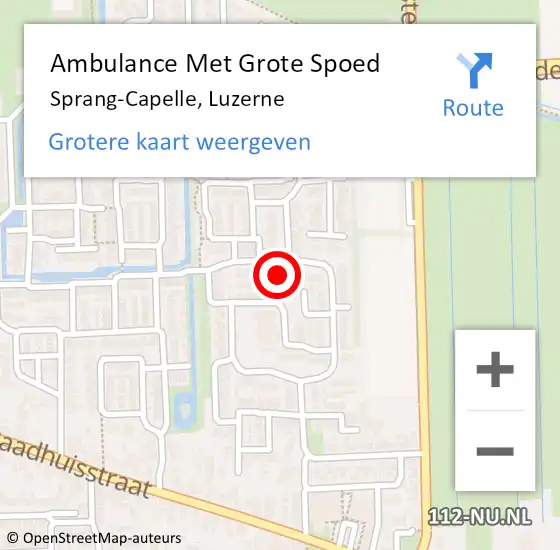 Locatie op kaart van de 112 melding: Ambulance Met Grote Spoed Naar Sprang-Capelle, Luzerne op 28 december 2017 17:59