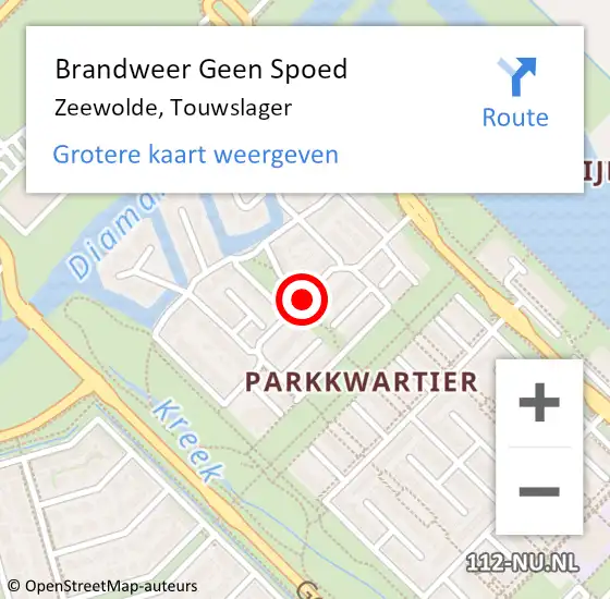 Locatie op kaart van de 112 melding: Brandweer Geen Spoed Naar Zeewolde, Touwslager op 28 december 2017 19:15