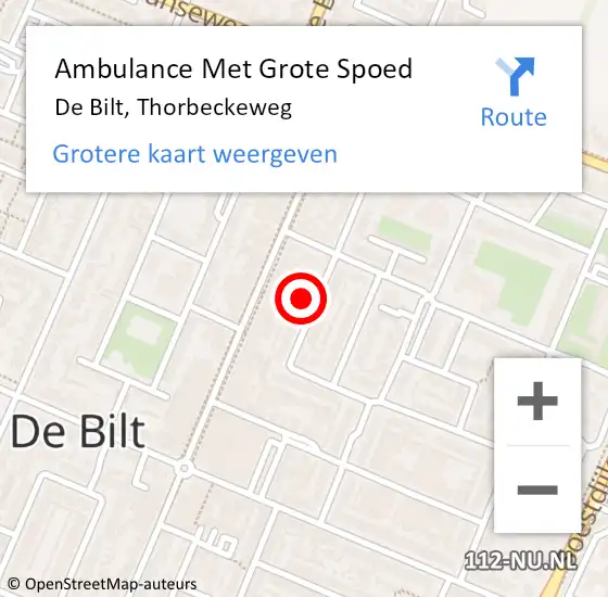 Locatie op kaart van de 112 melding: Ambulance Met Grote Spoed Naar De Bilt, Thorbeckeweg op 28 december 2017 19:20