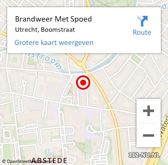 Locatie op kaart van de 112 melding: Brandweer Met Spoed Naar Utrecht, Boomstraat op 28 december 2017 19:21