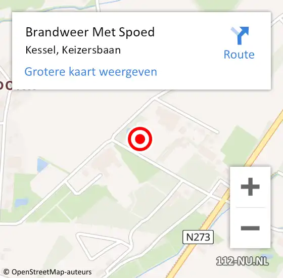 Locatie op kaart van de 112 melding: Brandweer Met Spoed Naar Kessel, Keizersbaan op 28 december 2017 19:45