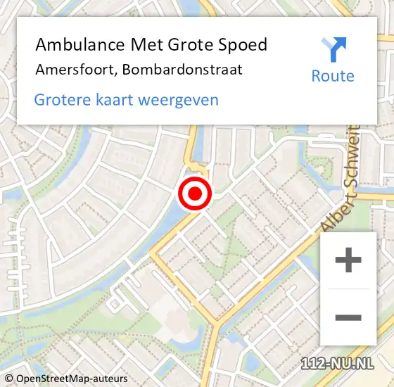 Locatie op kaart van de 112 melding: Ambulance Met Grote Spoed Naar Amersfoort, Bombardonstraat op 28 december 2017 20:06