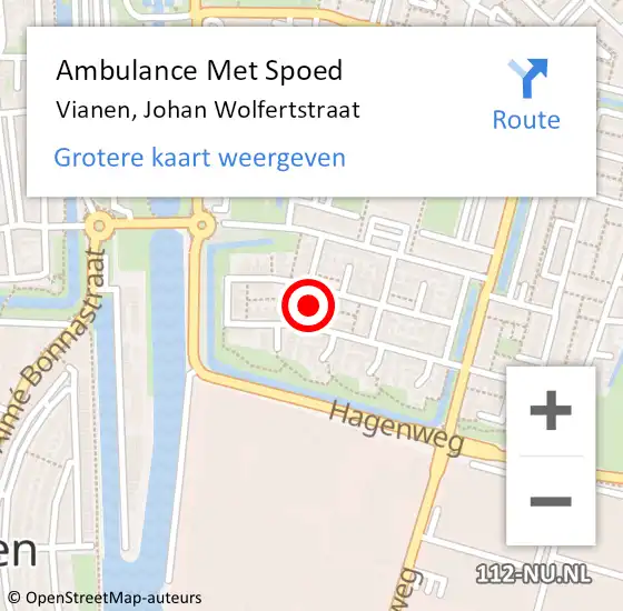 Locatie op kaart van de 112 melding: Ambulance Met Spoed Naar Vianen, Johan Wolfertstraat op 28 december 2017 20:27