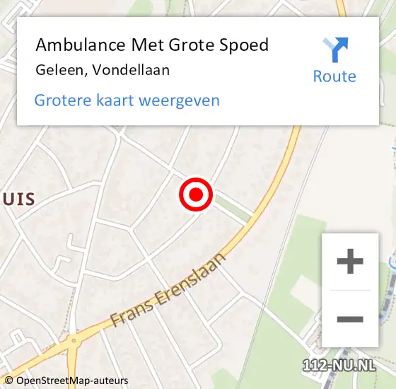 Locatie op kaart van de 112 melding: Ambulance Met Grote Spoed Naar Geleen, Vondellaan op 11 februari 2014 11:13