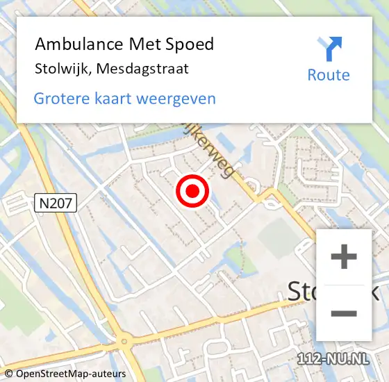 Locatie op kaart van de 112 melding: Ambulance Met Spoed Naar Stolwijk, Mesdagstraat op 28 december 2017 21:33