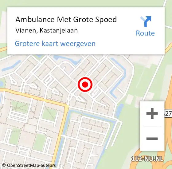 Locatie op kaart van de 112 melding: Ambulance Met Grote Spoed Naar Vianen, Kastanjelaan op 28 december 2017 22:01