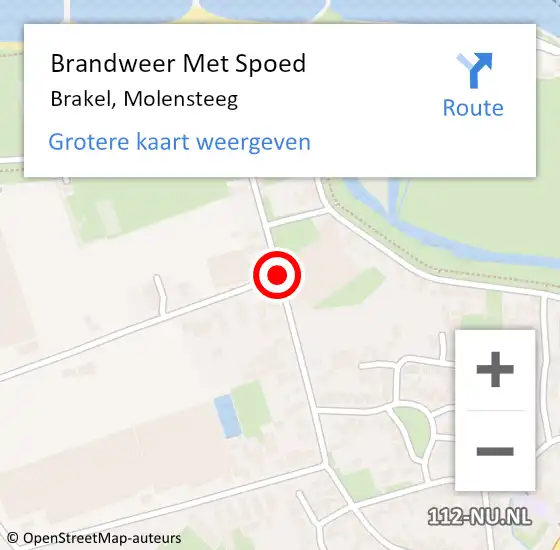 Locatie op kaart van de 112 melding: Brandweer Met Spoed Naar Brakel, Molensteeg op 28 december 2017 22:46