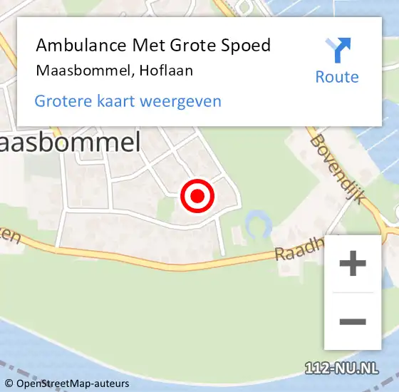 Locatie op kaart van de 112 melding: Ambulance Met Grote Spoed Naar Maasbommel, Hoflaan op 29 december 2017 00:34