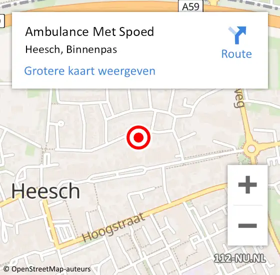 Locatie op kaart van de 112 melding: Ambulance Met Spoed Naar Heesch, Binnenpas op 29 december 2017 03:06