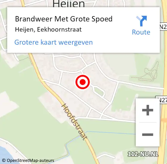 Locatie op kaart van de 112 melding: Brandweer Met Grote Spoed Naar Heijen, Eekhoornstraat op 29 december 2017 03:10