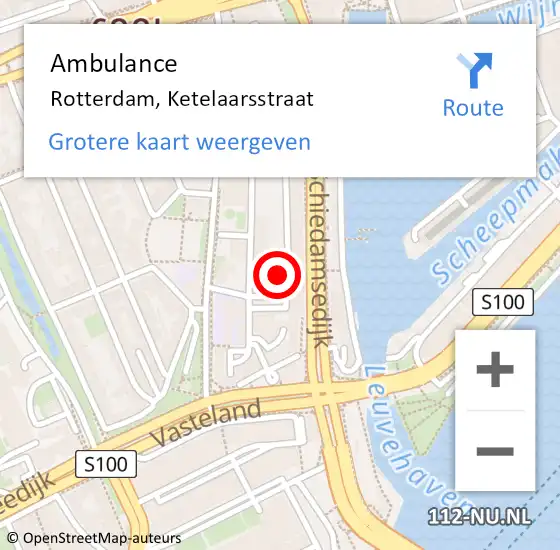 Locatie op kaart van de 112 melding: Ambulance Rotterdam, Ketelaarsstraat op 29 december 2017 04:08