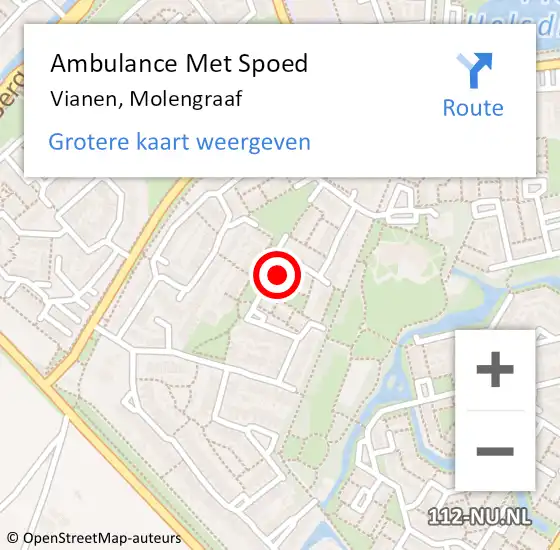Locatie op kaart van de 112 melding: Ambulance Met Spoed Naar Vianen, Molengraaf op 29 december 2017 05:12