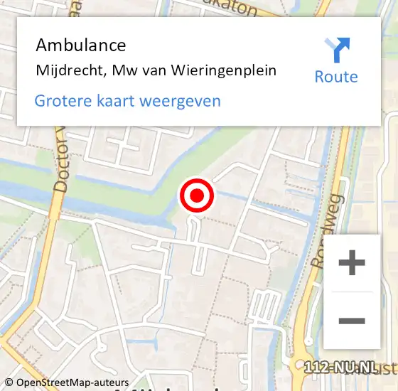Locatie op kaart van de 112 melding: Ambulance Mijdrecht, Mw van Wieringenplein op 29 december 2017 05:36