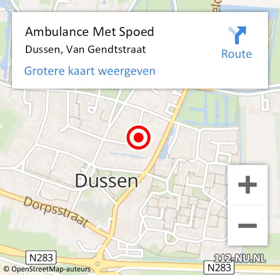 Locatie op kaart van de 112 melding: Ambulance Met Spoed Naar Dussen, Van Gendtstraat op 29 december 2017 06:09