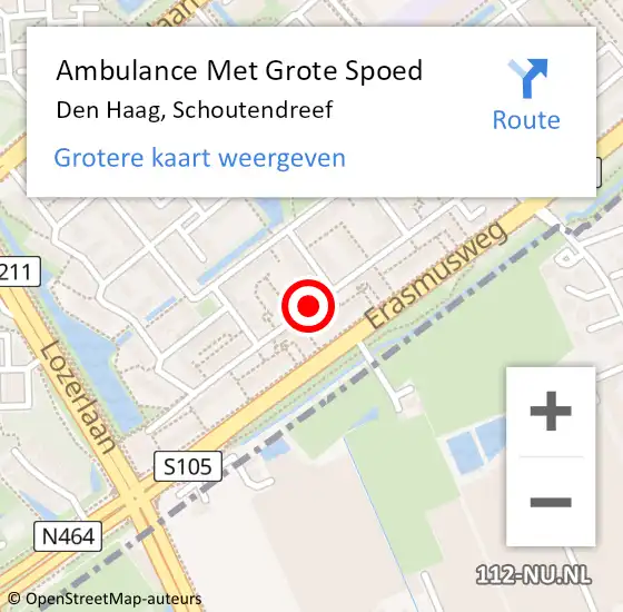 Locatie op kaart van de 112 melding: Ambulance Met Grote Spoed Naar Den Haag, Schoutendreef op 29 december 2017 06:35