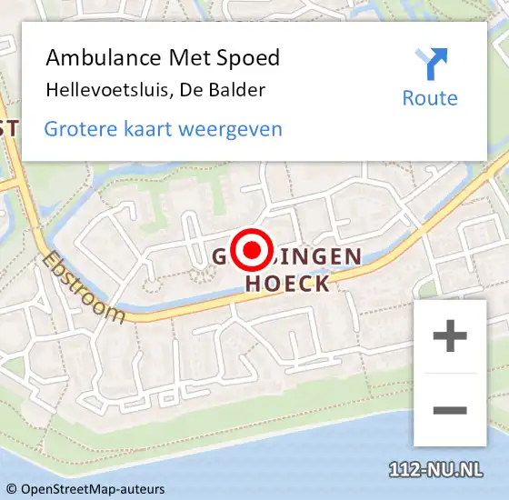 Locatie op kaart van de 112 melding: Ambulance Met Spoed Naar Hellevoetsluis, De Balder op 29 december 2017 07:01