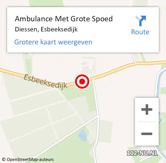 Locatie op kaart van de 112 melding: Ambulance Met Grote Spoed Naar Diessen, Esbeeksedijk op 29 december 2017 08:40