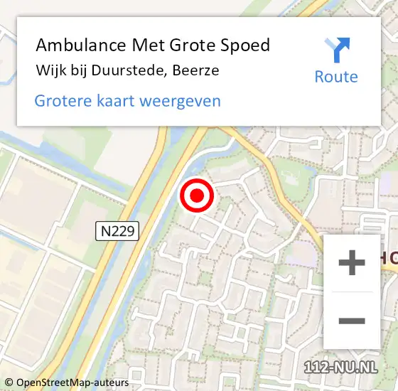 Locatie op kaart van de 112 melding: Ambulance Met Grote Spoed Naar Wijk bij Duurstede, Beerze op 29 december 2017 08:50