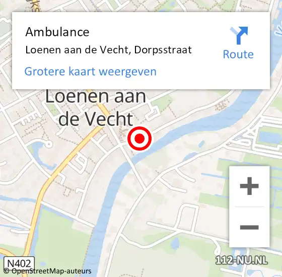 Locatie op kaart van de 112 melding: Ambulance Loenen aan de Vecht, Dorpsstraat op 29 december 2017 09:06