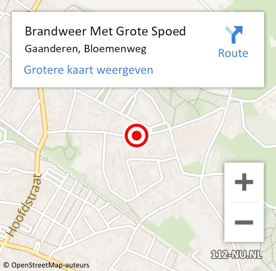 Locatie op kaart van de 112 melding: Brandweer Met Grote Spoed Naar Gaanderen, Bloemenweg op 29 december 2017 09:19