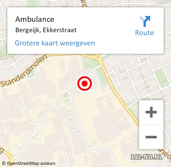 Locatie op kaart van de 112 melding: Ambulance Bergeijk, Ekkerstraat op 29 december 2017 09:32