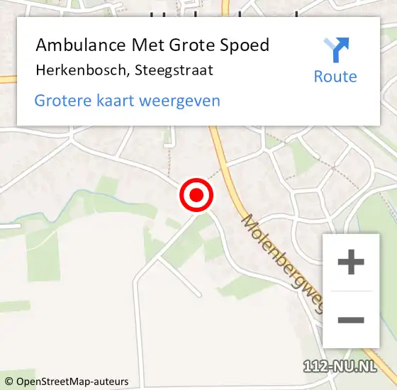 Locatie op kaart van de 112 melding: Ambulance Met Grote Spoed Naar Herkenbosch, Steegstraat op 29 december 2017 09:45