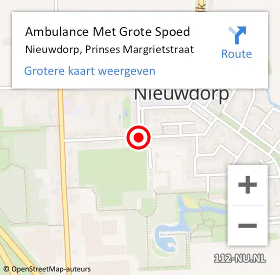 Locatie op kaart van de 112 melding: Ambulance Met Grote Spoed Naar Nieuwdorp, Prinses Margrietstraat op 29 december 2017 10:09