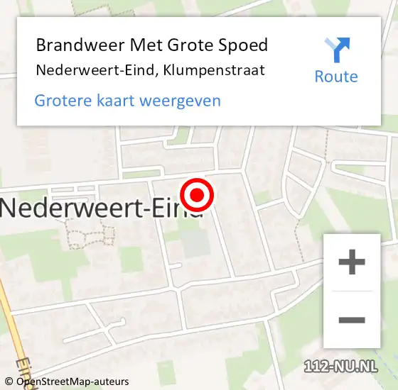 Locatie op kaart van de 112 melding: Brandweer Met Grote Spoed Naar Nederweert-Eind, Klumpenstraat op 29 december 2017 10:14