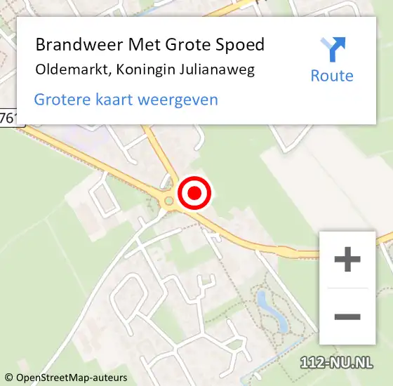 Locatie op kaart van de 112 melding: Brandweer Met Grote Spoed Naar Oldemarkt, Koningin Julianaweg op 29 december 2017 10:37