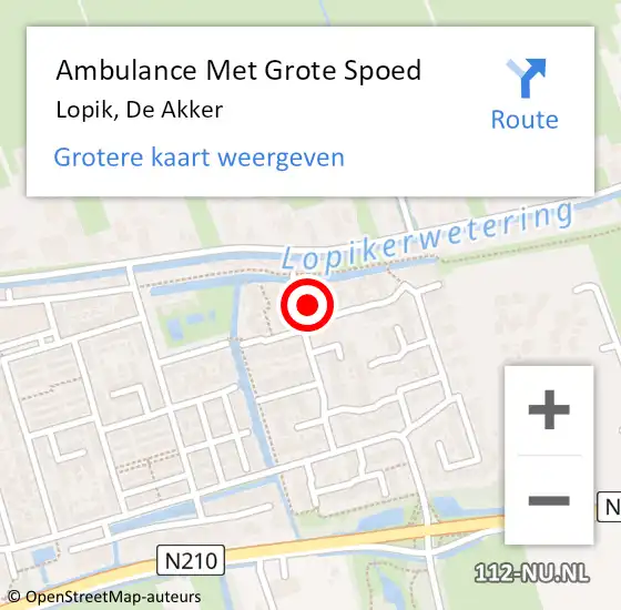 Locatie op kaart van de 112 melding: Ambulance Met Grote Spoed Naar Lopik, De Akker op 29 december 2017 10:55