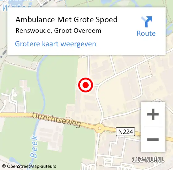 Locatie op kaart van de 112 melding: Ambulance Met Grote Spoed Naar Renswoude, Groot Overeem op 29 december 2017 11:08