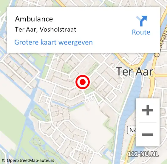 Locatie op kaart van de 112 melding: Ambulance Ter Aar, Vosholstraat op 29 december 2017 11:12