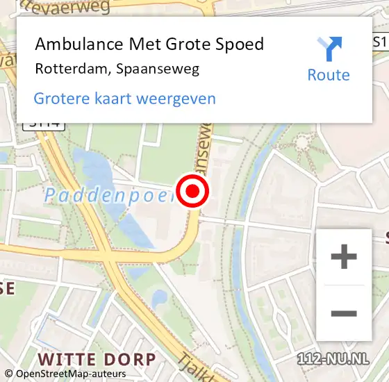 Locatie op kaart van de 112 melding: Ambulance Met Grote Spoed Naar Rotterdam, Spaanseweg op 29 december 2017 12:01