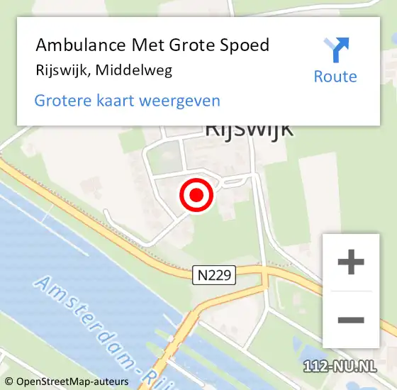 Locatie op kaart van de 112 melding: Ambulance Met Grote Spoed Naar Rijswijk, Middelweg op 29 december 2017 12:06