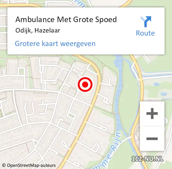 Locatie op kaart van de 112 melding: Ambulance Met Grote Spoed Naar Odijk, Hazelaar op 22 september 2013 05:04