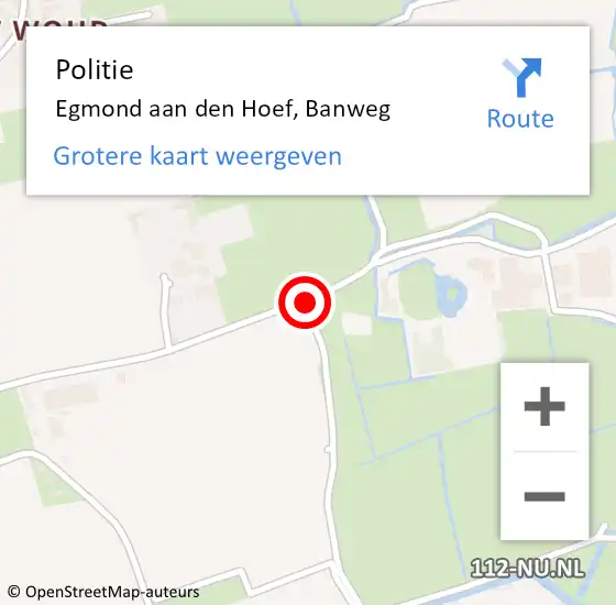 Locatie op kaart van de 112 melding: Politie Egmond aan den Hoef, Banweg op 29 december 2017 12:11