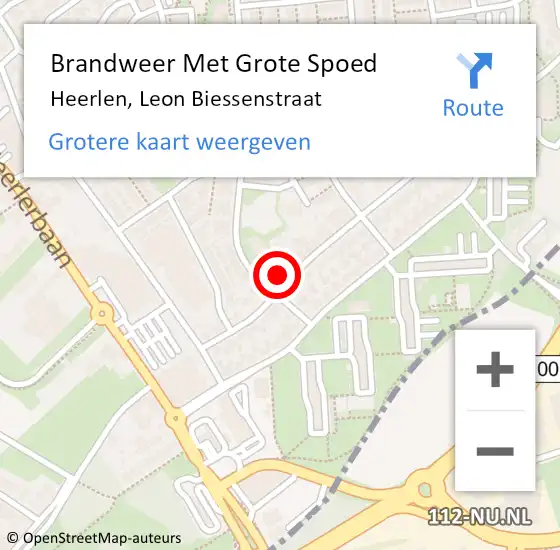 Locatie op kaart van de 112 melding: Brandweer Met Grote Spoed Naar Heerlen, Leon Biessenstraat op 29 december 2017 12:14