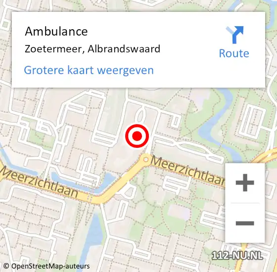 Locatie op kaart van de 112 melding: Ambulance Zoetermeer, Albrandswaard op 29 december 2017 12:17