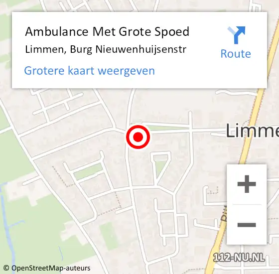 Locatie op kaart van de 112 melding: Ambulance Met Grote Spoed Naar Limmen, Burg Nieuwenhuijsenstr op 29 december 2017 12:21
