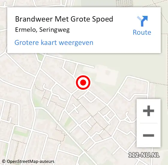 Locatie op kaart van de 112 melding: Brandweer Met Grote Spoed Naar Ermelo, Seringweg op 29 december 2017 12:26