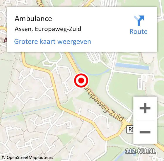 Locatie op kaart van de 112 melding: Ambulance Assen, Europaweg-Zuid op 29 december 2017 12:43