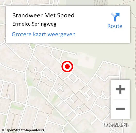 Locatie op kaart van de 112 melding: Brandweer Met Spoed Naar Ermelo, Seringweg op 29 december 2017 12:43