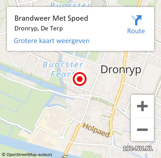 Locatie op kaart van de 112 melding: Brandweer Met Spoed Naar Dronryp, De Terp op 29 december 2017 13:07