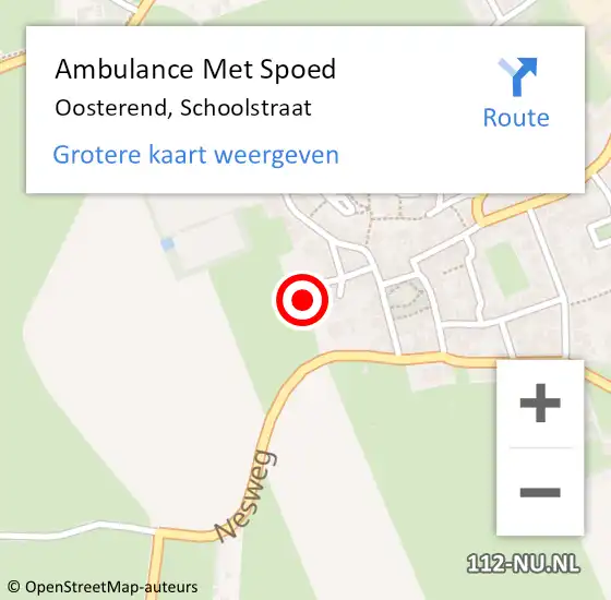 Locatie op kaart van de 112 melding: Ambulance Met Spoed Naar Oosterend, Schoolstraat op 11 februari 2014 12:08