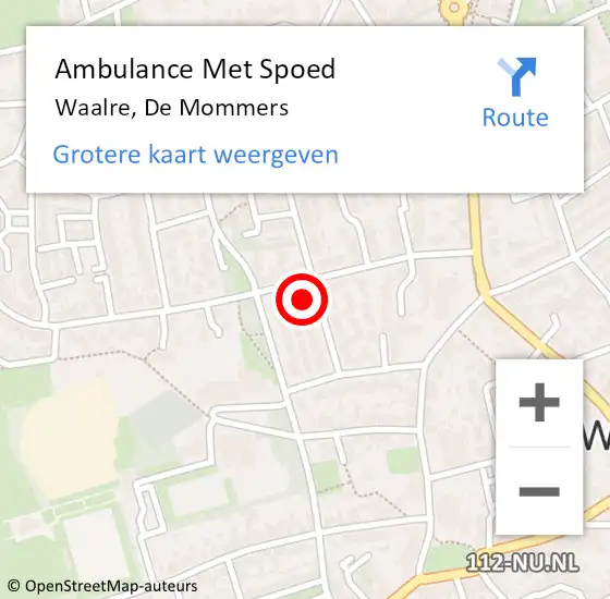 Locatie op kaart van de 112 melding: Ambulance Met Spoed Naar Waalre, De Mommers op 29 december 2017 13:11