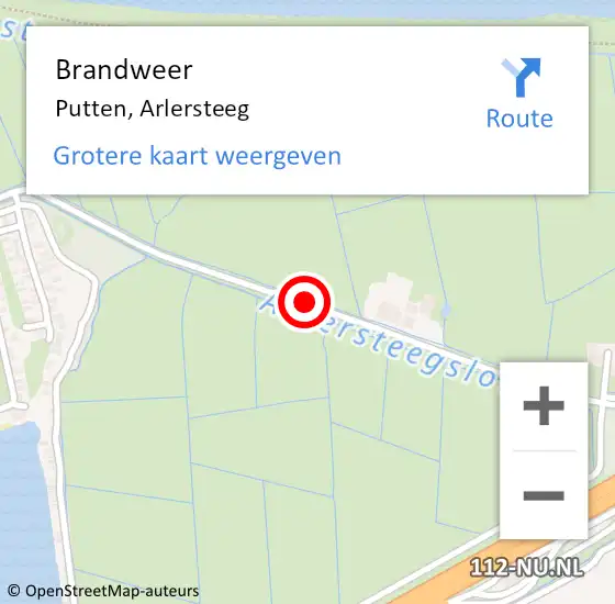 Locatie op kaart van de 112 melding: Brandweer Putten, Arlersteeg op 29 december 2017 13:16