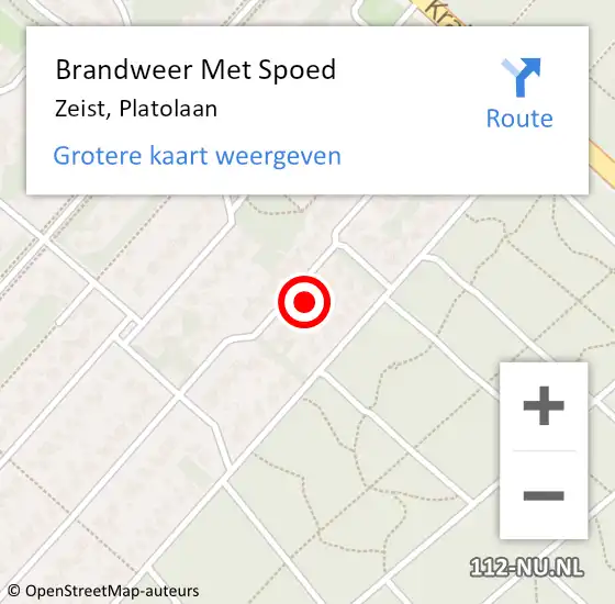 Locatie op kaart van de 112 melding: Brandweer Met Spoed Naar Zeist, Platolaan op 29 december 2017 13:57