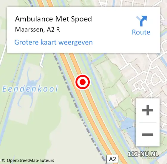 Locatie op kaart van de 112 melding: Ambulance Met Spoed Naar Maarssen, A2 R op 29 december 2017 14:08