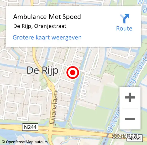 Locatie op kaart van de 112 melding: Ambulance Met Spoed Naar De Rijp, Oranjestraat op 29 december 2017 14:16